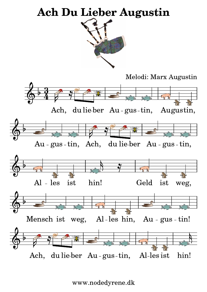 Nodeark til Ach Du Lieber Augustin