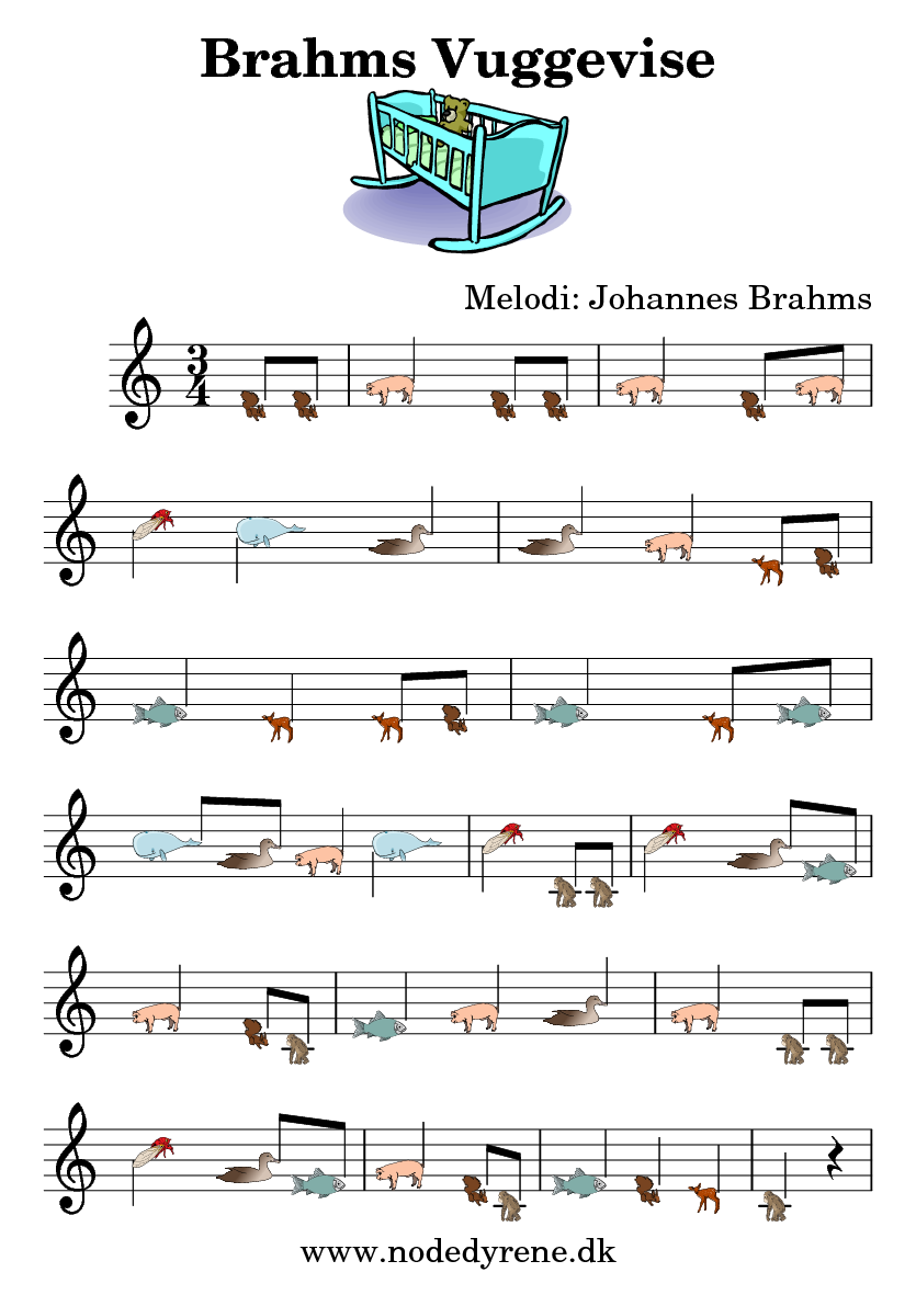 Nodeark til Brahms Vuggevise