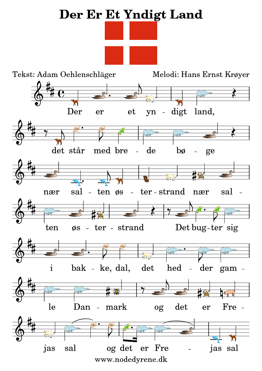 Nodeark til Der Er Et Yndigt Land
