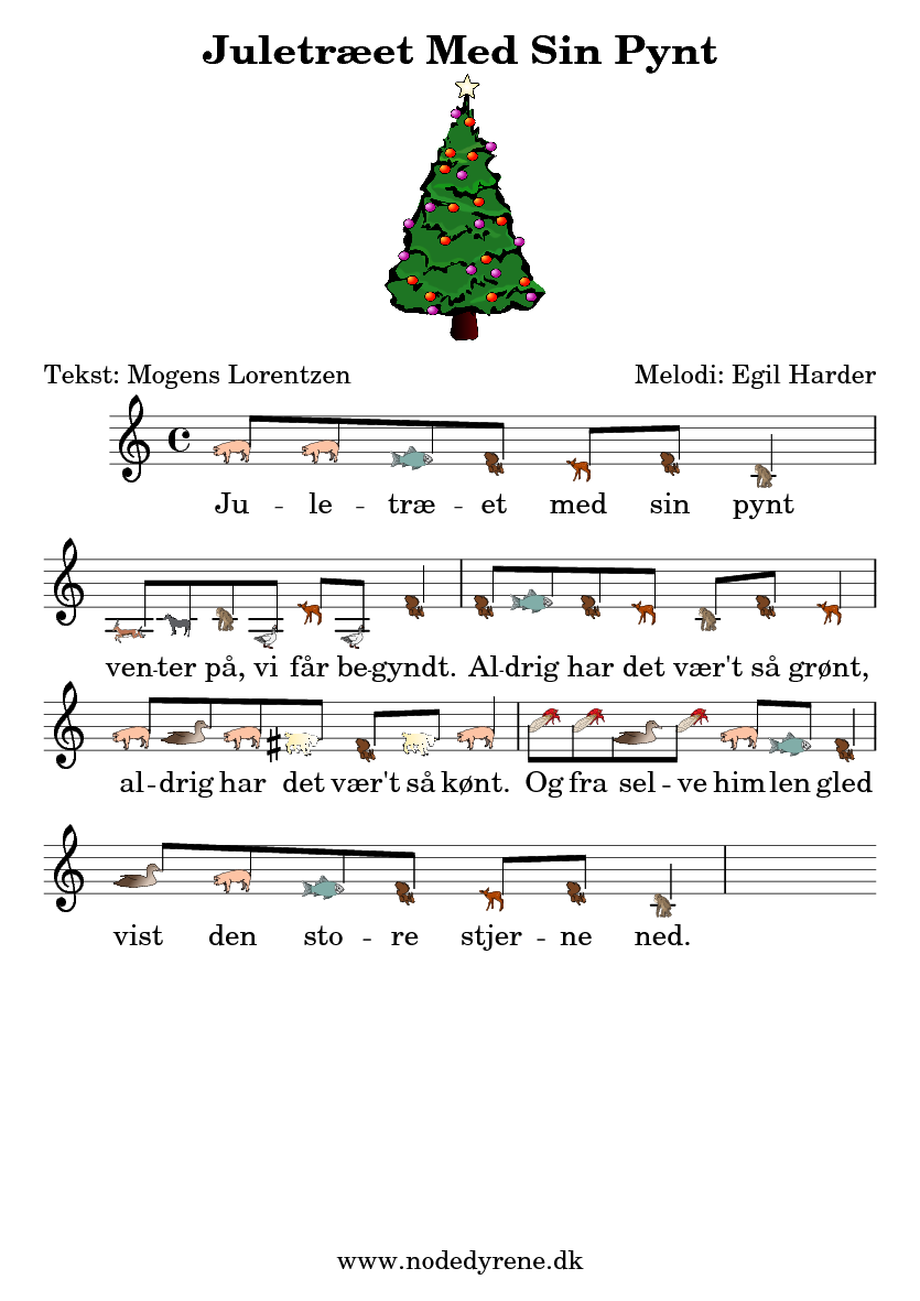 Nodeark til Juletræet Med Sin Pynt