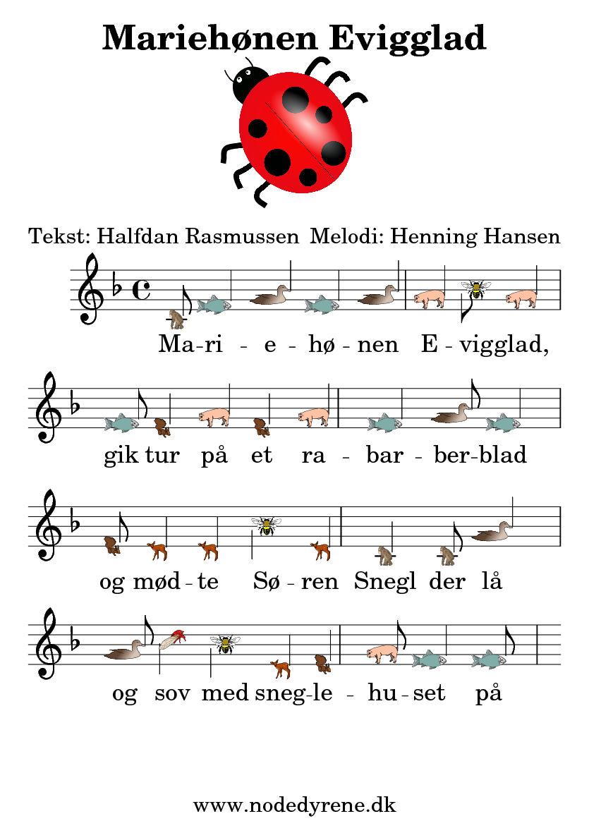 Nodeark til Mariehønen Evigglad